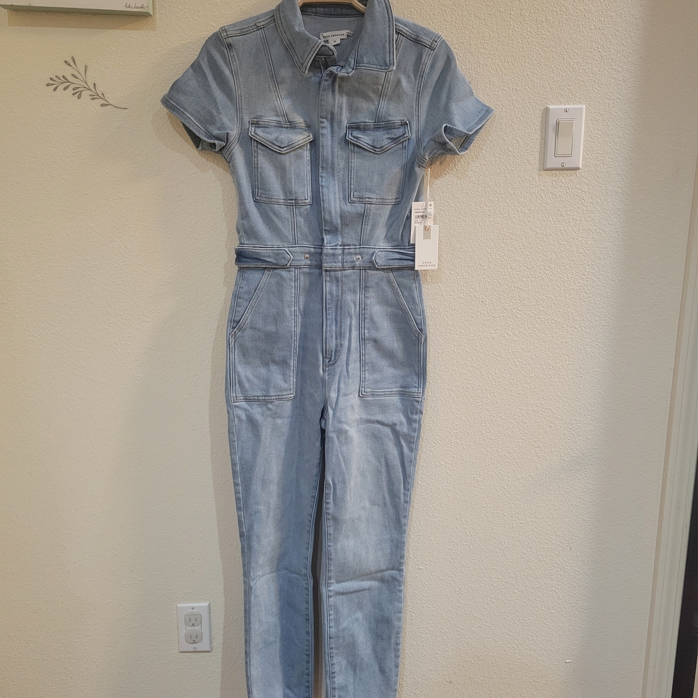 Good American Fit For Success Jumpsuit Blue Denim Size M